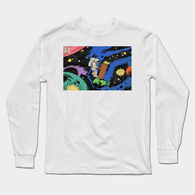 Astronaut playing piano in space Long Sleeve T-Shirt by SpikeyTortoiseComics